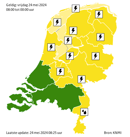 Code geel: stevige onweersbuien met hagel en veel neerslag in korte tijd