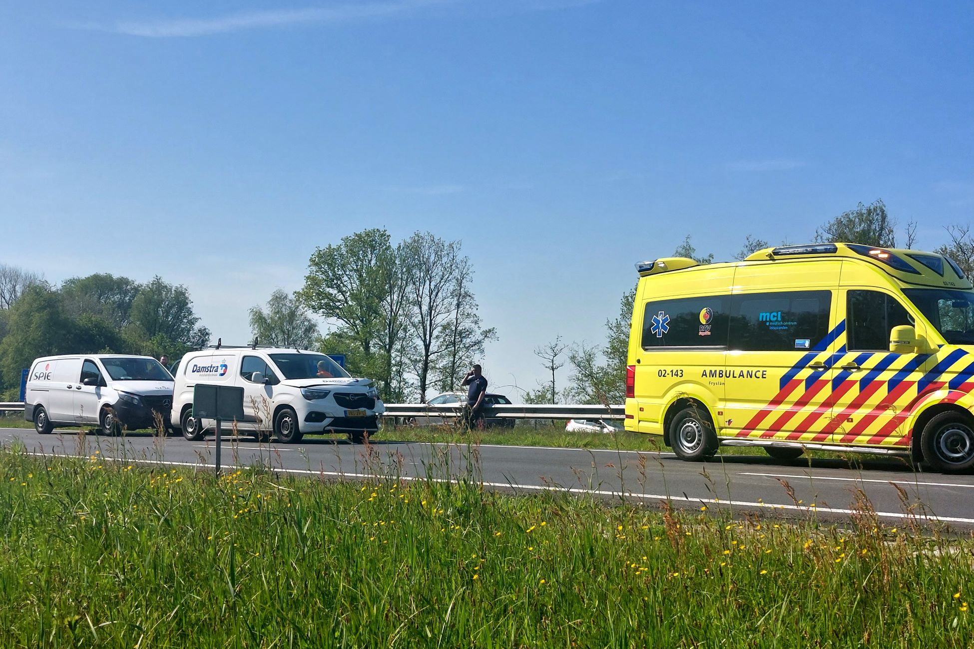 Schade na kettingbotsing in Leeuwarden