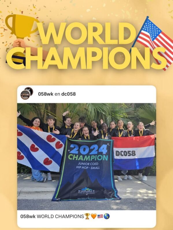 Het juniorteam 058M van Dance Company 058 uit Leeuwarden: Wereldkampioen