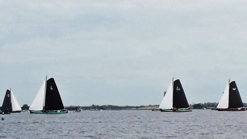 Skûtsje De Sneker Pan wint op Sneekermeer bij Terhorne