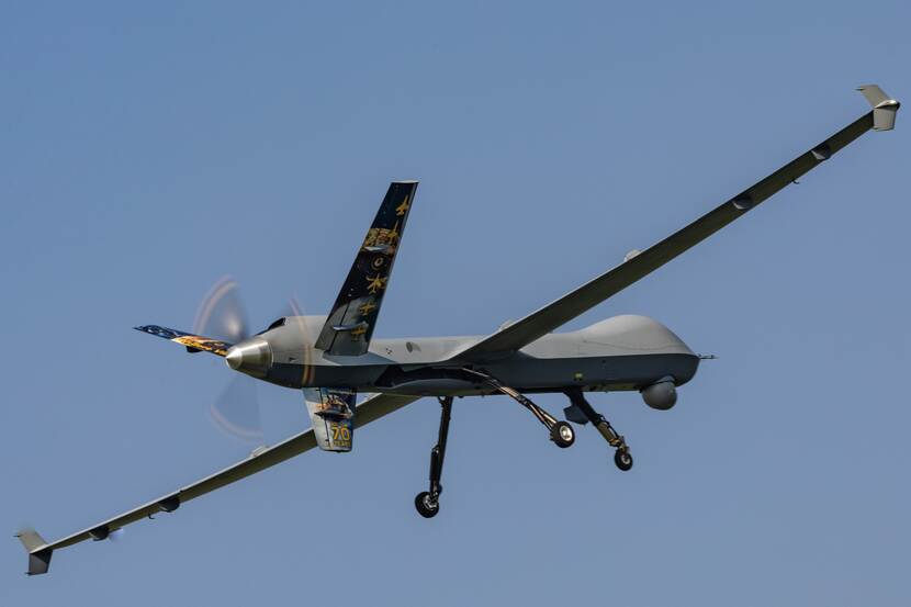 Onbemande MQ-9 Reaper stijgt voor het eerst op vanaf Vliegbasis Leeuwarden
