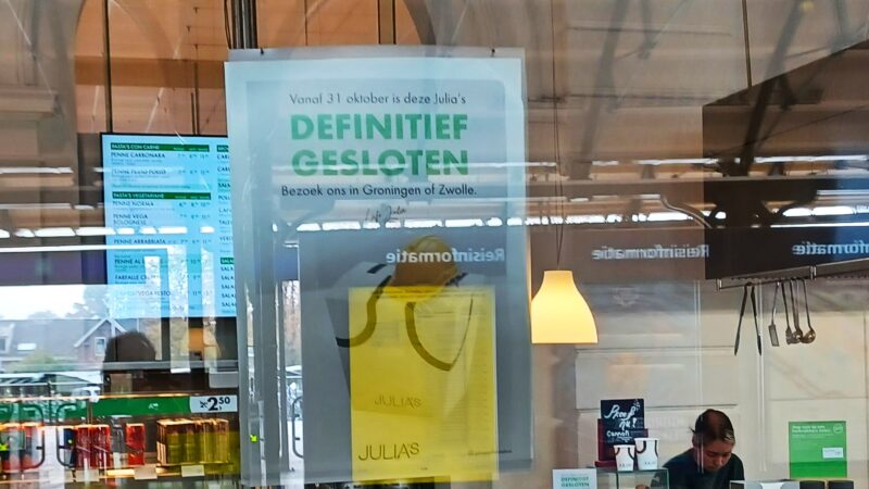 Julia’s op station Leeuwarden vanaf 31 oktober gesloten