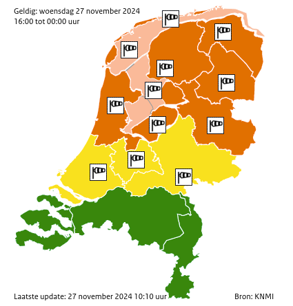 Code oranje: vanavond in Friesland overlast en schade door storm Conall