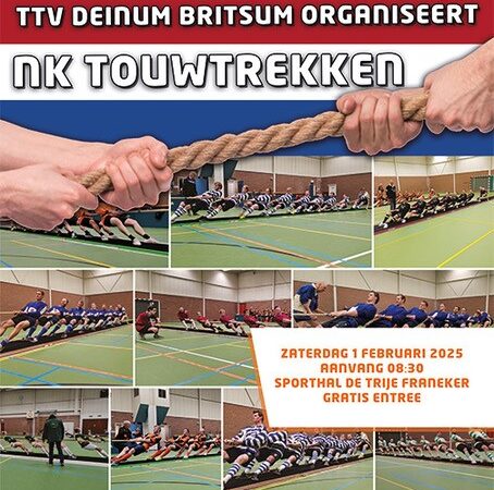 Touwtrekploeg Deinum Britsum organiseert Open NK touwtrekken indoor 2025 in Franeker