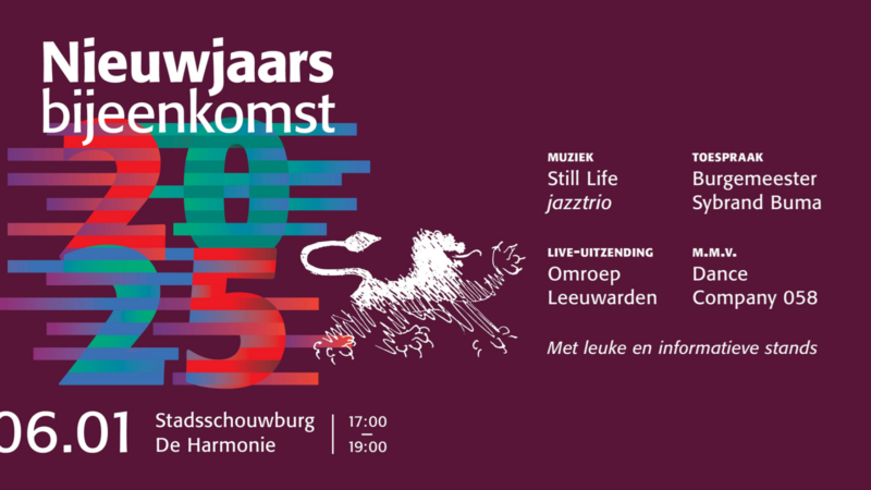 Kom je ook? Nieuwjaarsreceptie in Harmonie van Gem. Leeuwarden