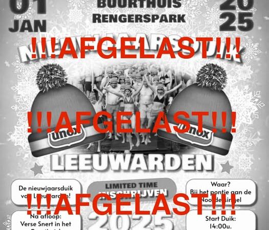Nieuwjaarsduik 2025 in Leeuwarden gaat vanwege slechte weer NIET door