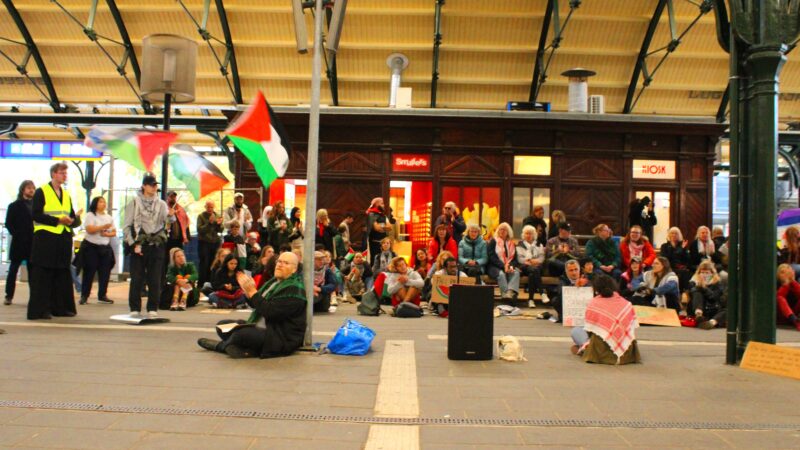 Sit-in demonstratie op station voor Palestina