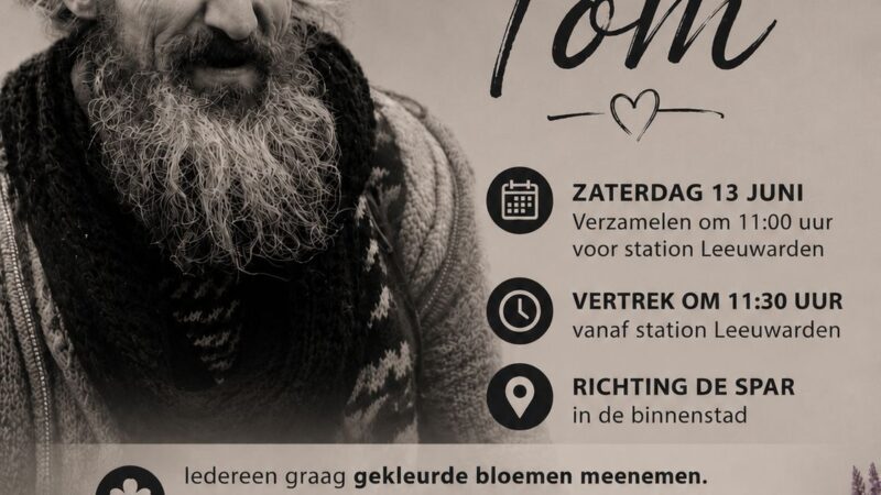Vertrouwd gezicht uit Leeuwarden: stadsnomade Tom Bruning overleden