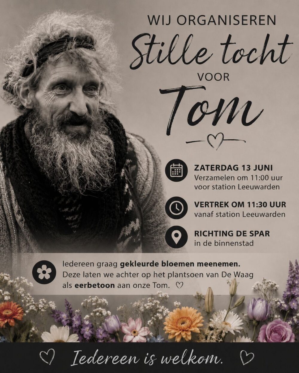 Vertrouwd gezicht uit Leeuwarden: stadsnomade Tom Bruning overleden