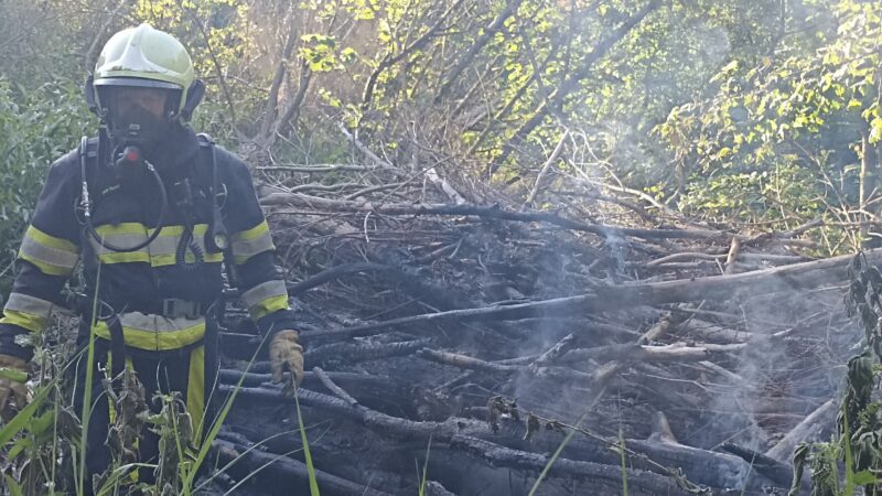 Brandweer blust takkenstapelbrand in Leeuwarden