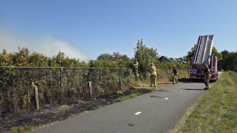 Bermbrand langs fietspad aan Spoardyk in Koarnjum