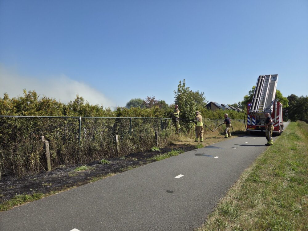 Bermbrand langs fietspad aan Spoardyk in Koarnjum