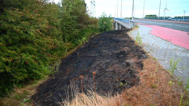 Buitenbrand op talud aan Saturnusweg in Leeuwarden